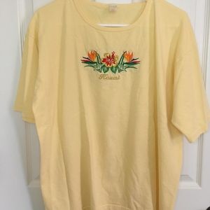Yellow Stitched Kauai Flower T-shirt
